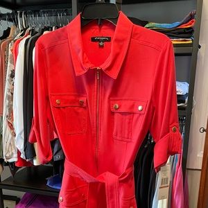 Sharagano Zip Dress in Coral - Size 12 NWT